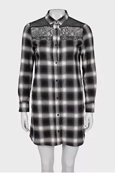 Plaid dress with mesh top