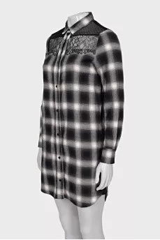 Plaid dress with mesh top