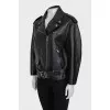 Leather jacket with brand logo