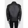 Leather jacket with brand logo