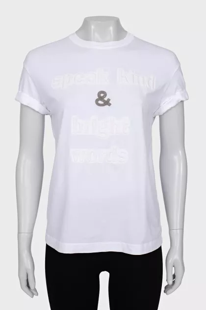 White T-shirt with a voluminous print