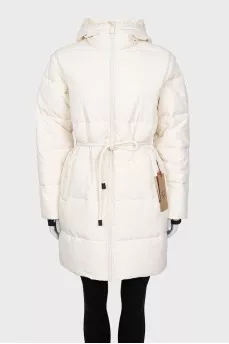 Fitted down jacket with detachable sleeves