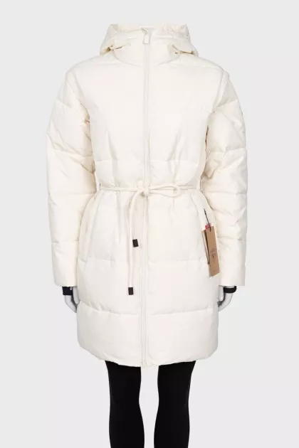 Fitted down jacket with detachable sleeves