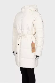 Fitted down jacket with detachable sleeves