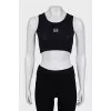 Black ribbed logo top