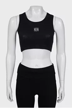 Black ribbed logo top