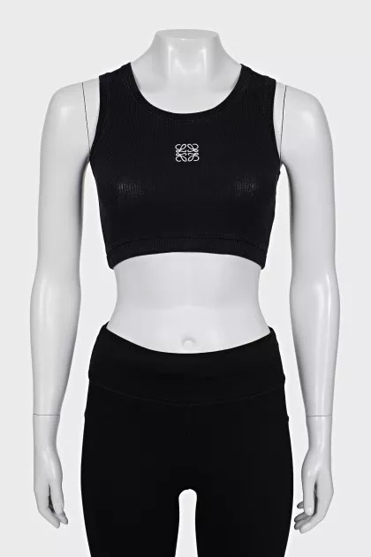 Black ribbed logo top