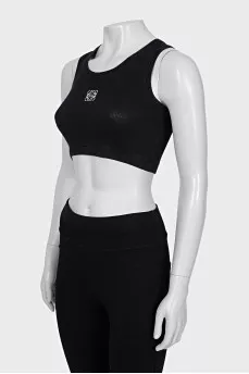 Black ribbed logo top