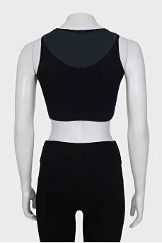 Black ribbed logo top