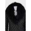 Quilted coat with removable fur