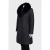 Quilted coat with removable fur