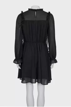 Fitted dress with ruffles and long sleeves