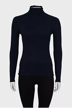 Blue fitted turtleneck