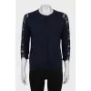 Woolen set of a T-shirt and cardigan