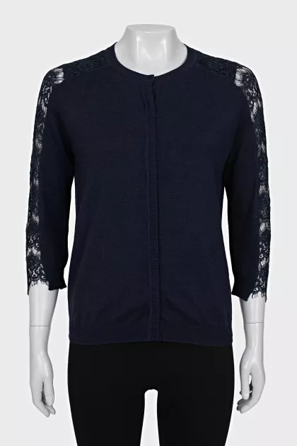 Woolen set of a T-shirt and cardigan