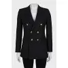 Double-breasted black wool jacket