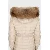 Fitted down jacket with raccoon fur