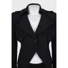 Long jacket with voluminous shoulders