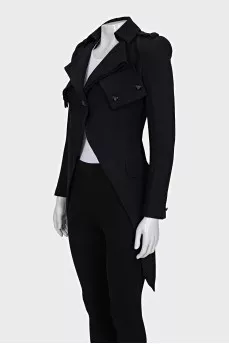 Long jacket with voluminous shoulders