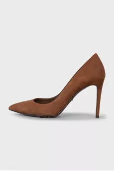 Brown suede pumps