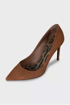 Brown suede pumps