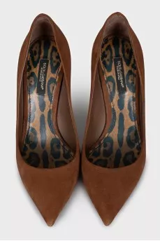 Brown suede pumps
