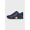 Blue leather sneakers with logo