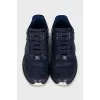Blue leather sneakers with logo