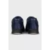 Blue leather sneakers with logo