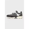 Gray sneakers made of textile and suede