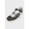 Gray sneakers made of textile and suede
