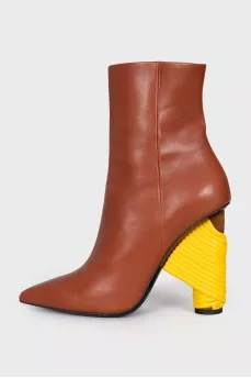 Brown ankle boots with an accent heel