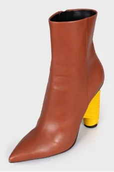 Brown ankle boots with an accent heel