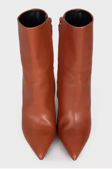 Brown ankle boots with an accent heel