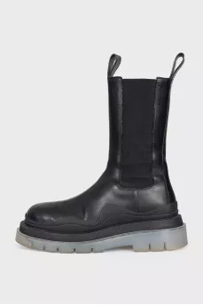 Leather boots with rubber soles