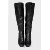 Leather wedge boots