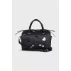 Eco-leather bag with silver decor
