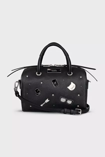Eco-leather bag with silver decor