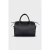 Eco-leather bag with silver decor