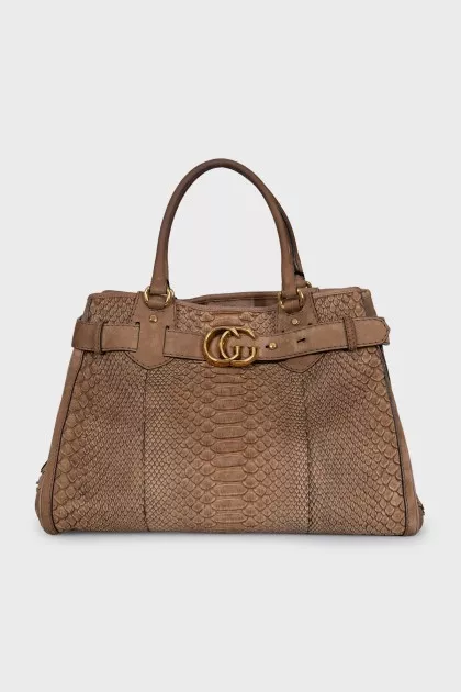 Python and suede tote