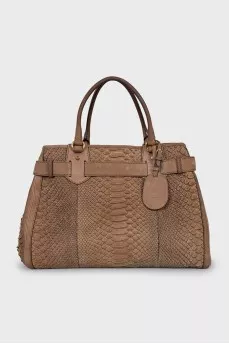 Python and suede tote