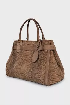 Python and suede tote