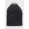 Men's black leather backpack