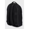 Men's black leather backpack