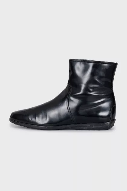 Black patent leather boots