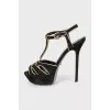 Suede sandals with gold trim