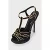 Suede sandals with gold trim