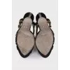 Suede sandals with gold trim