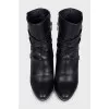 Black leather wedge ankle boots