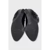 Black leather wedge ankle boots